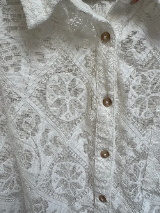 Pilcro Cream Lace Button-Down Shirt - Picture 6 of 9